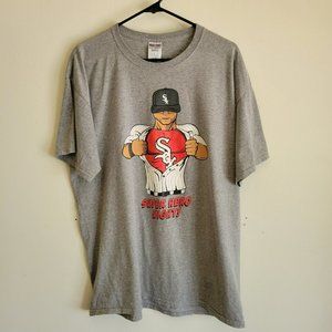 Chicago White Sox Super Hero Night T-Shirt XL Jerzees Heavyweight Blend Gray